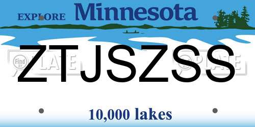 ZTJSZSS Minnesota License Plate