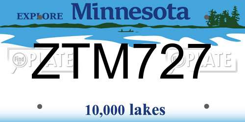 ZTM727 Minnesota License Plate