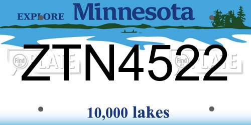 ZTN4522 Minnesota License Plate