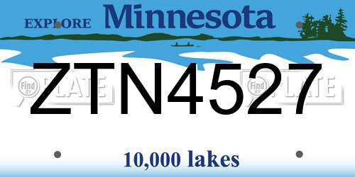 ZTN4527 Minnesota License Plate