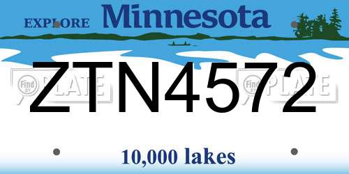 ZTN4572 Minnesota License Plate