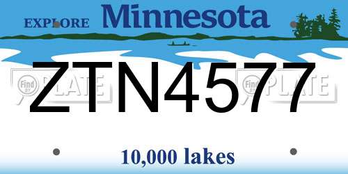 ZTN4577 Minnesota License Plate
