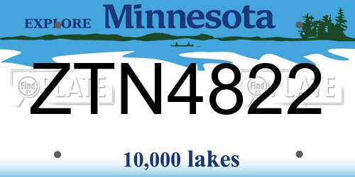 ZTN4822 Minnesota License Plate