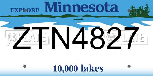 ZTN4827 Minnesota License Plate