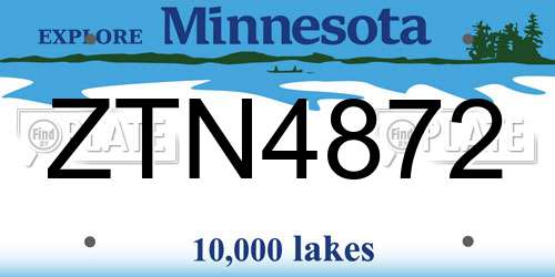 ZTN4872 Minnesota License Plate