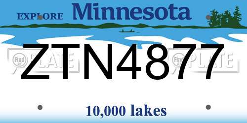 ZTN4877 Minnesota License Plate