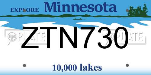 ZTN730 Minnesota License Plate