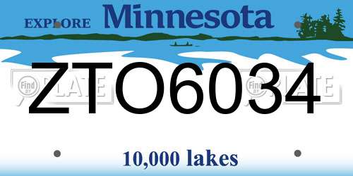 ZTO6034 Minnesota License Plate