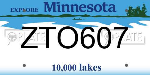 ZTO607 Minnesota License Plate