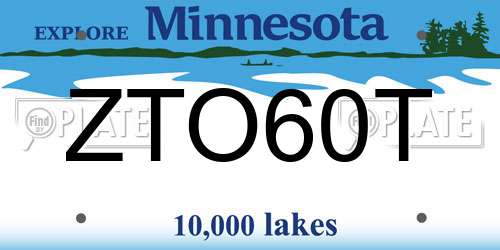 ZTO60T Minnesota License Plate