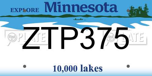 ZTP375 Minnesota License Plate