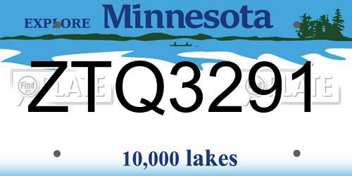 ZTQ3291 Minnesota License Plate