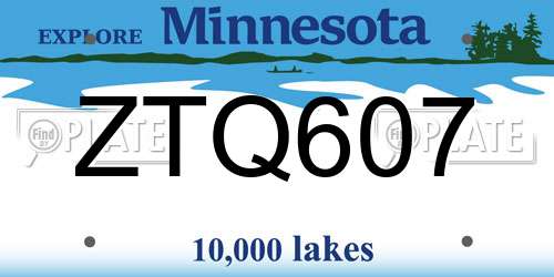 ZTQ607 Minnesota License Plate
