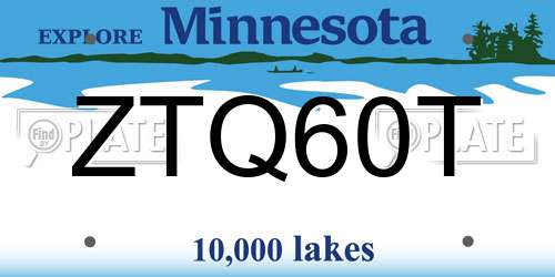 ZTQ60T Minnesota License Plate