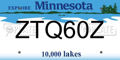 ZTQ60Z Minnesota License Plate