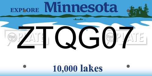 ZTQG07 Minnesota License Plate