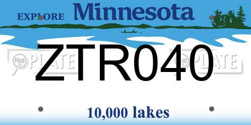 ZTR040 Minnesota License Plate