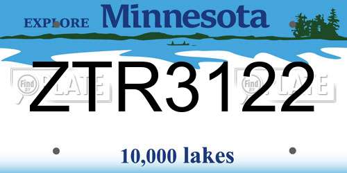 ZTR3122 Minnesota License Plate