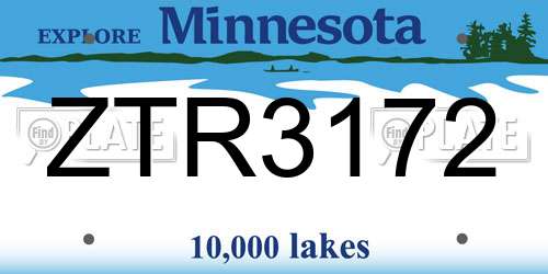 ZTR3172 Minnesota License Plate