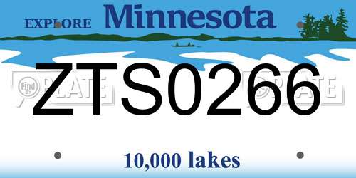ZTS0266 Minnesota License Plate