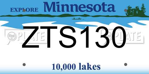 ZTS130 Minnesota License Plate