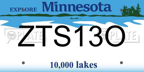 ZTS13O Minnesota License Plate