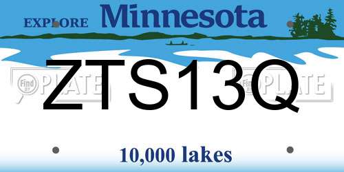ZTS13Q Minnesota License Plate