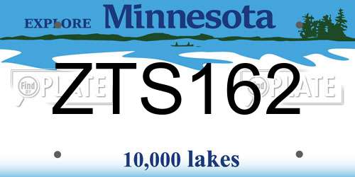 ZTS162 Minnesota License Plate