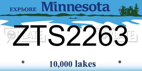 ZTS2263 Minnesota License Plate