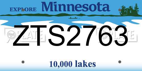 ZTS2763 Minnesota License Plate
