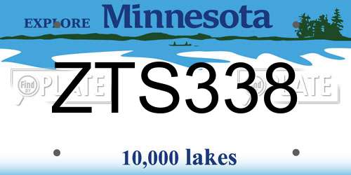 ZTS338 Minnesota License Plate
