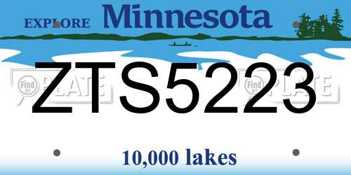 ZTS5223 Minnesota License Plate