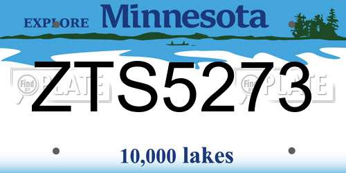 ZTS5273 Minnesota License Plate
