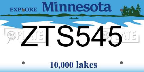ZTS545 Minnesota License Plate