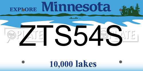 ZTS54S Minnesota License Plate