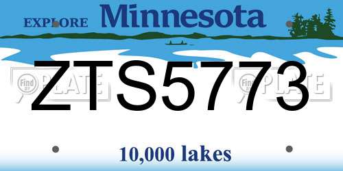 ZTS5773 Minnesota License Plate