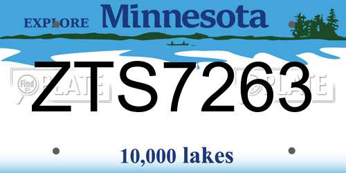 ZTS7263 Minnesota License Plate