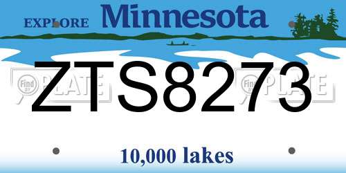 ZTS8273 Minnesota License Plate