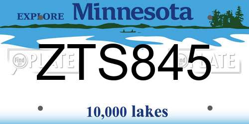 ZTS845 Minnesota License Plate