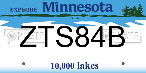 ZTS84B Minnesota License Plate