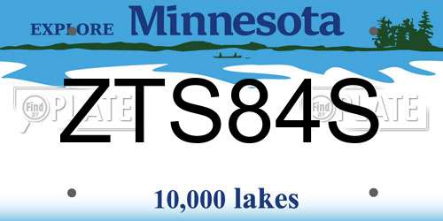 ZTS84S Minnesota License Plate
