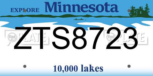 ZTS8723 Minnesota License Plate
