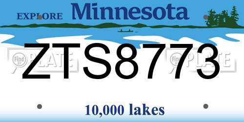 ZTS8773 Minnesota License Plate