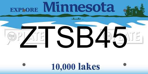 ZTSB45 Minnesota License Plate