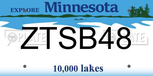 ZTSB48 Minnesota License Plate