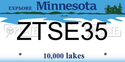 ZTSE35 Minnesota License Plate