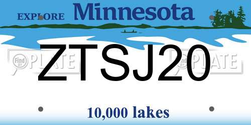 ZTSJ20 Minnesota License Plate