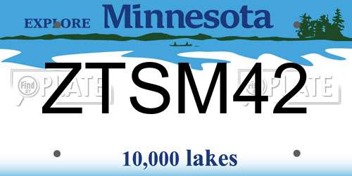 ZTSM42 Minnesota License Plate