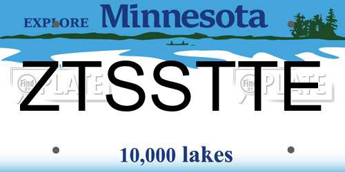 ZTSSTTE Minnesota License Plate