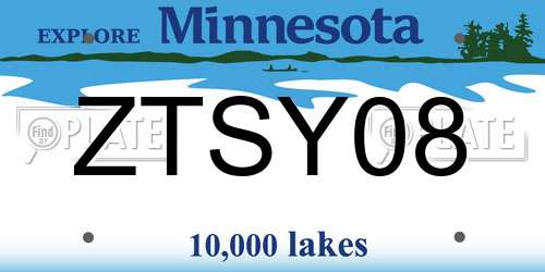 ZTSY08 Minnesota License Plate
